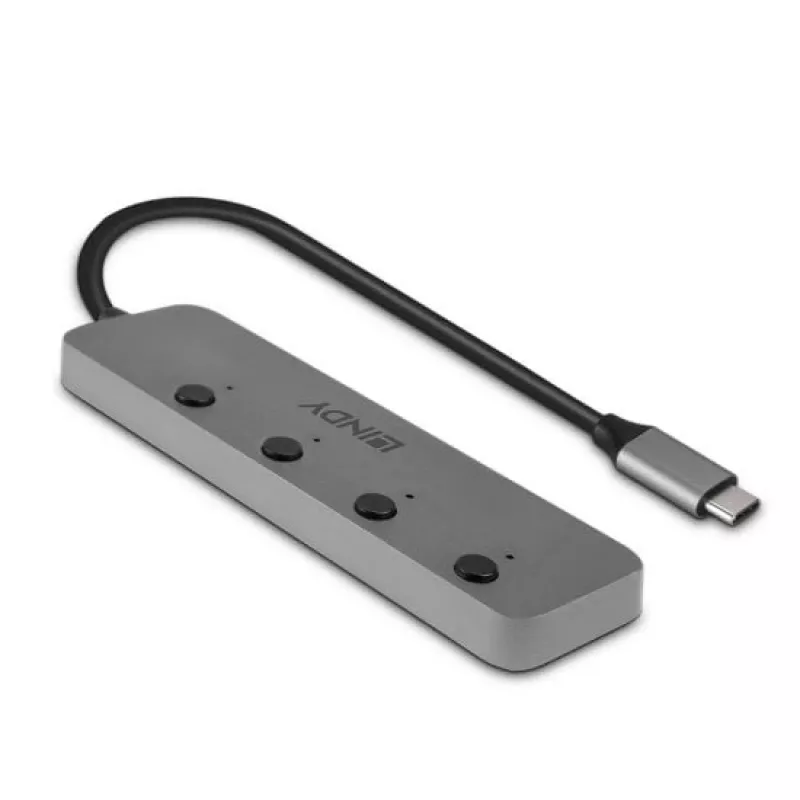 Lindy 4 Port USB 3.2 Type C hub με διακόπτες on/off