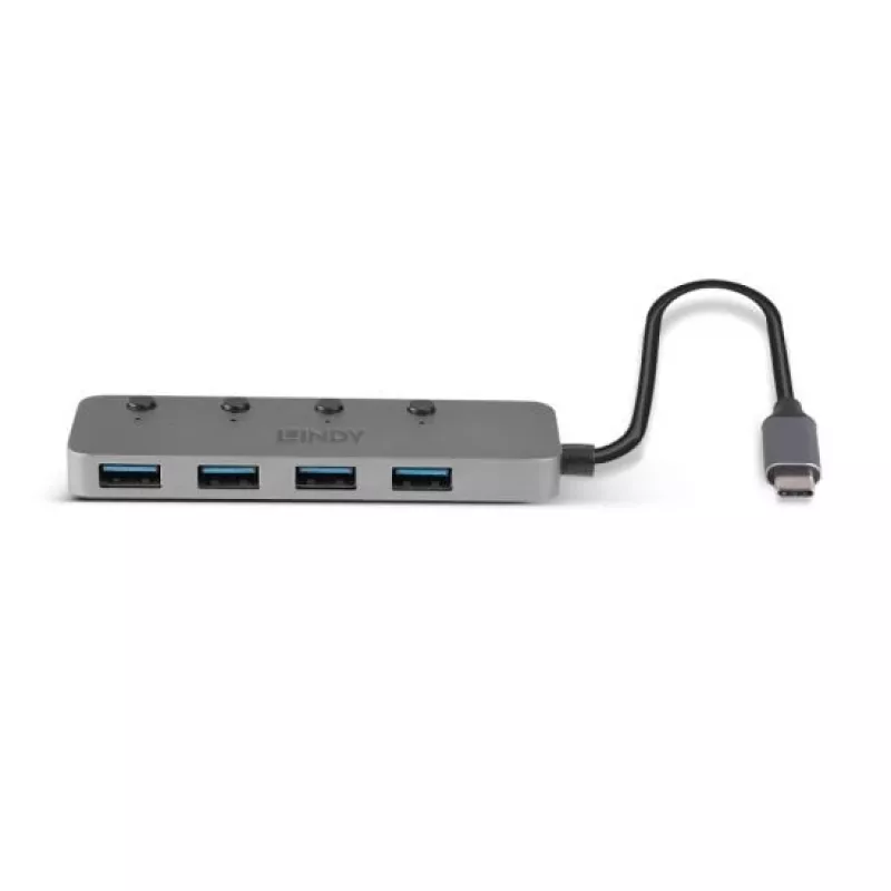 Lindy 4 Port USB 3.2 Type C hub με διακόπτες on/off