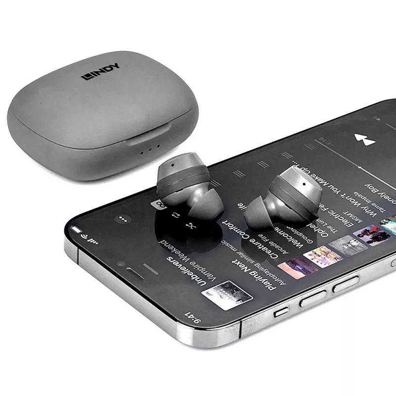 Lindy LE400W ασύρματο headset in-ear μουσική/καθημερινή χρήση USB Type-C Bluetooth γκρι