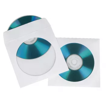 Hama χάρτινες θήκες CD, λευκές, 100 τεμ./συσκευασία, 1 δίσκος