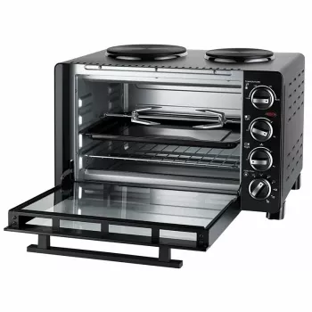 Unold Small kitchen all in one, Ελεύθερη κουζίνα, Μαύρο, Περιστροφικοί διακόπτες, Μαύρο, Μέταλλο, Γυαλί