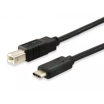 Equip Καλώδιο USB 2.0 Type-C σε Type-B, 1 m, USB B, USB C, USB 2.0, Βύσμα αρσενικό/Βύσμα αρσενικό, Μαύρο