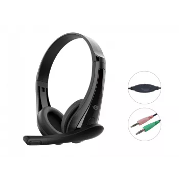 Ενσύρματο Headset CONCEPTRONIC POLONA06B3T, Στερεοφωνικό 3,5 mm, Μικρόφωνο με μείωση θορύβου, supraaural, 20–20000 Hz, Καλώδιο 1,8 m, μαύρο