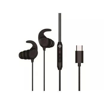 Ενσύρματο In-Ear Headset CONCEPTRONIC BRENDAN05B – USB-C, 20–20000 Hz, Καλώδιο 1,2 m, Γάντζος αυτιού (μαύρο)