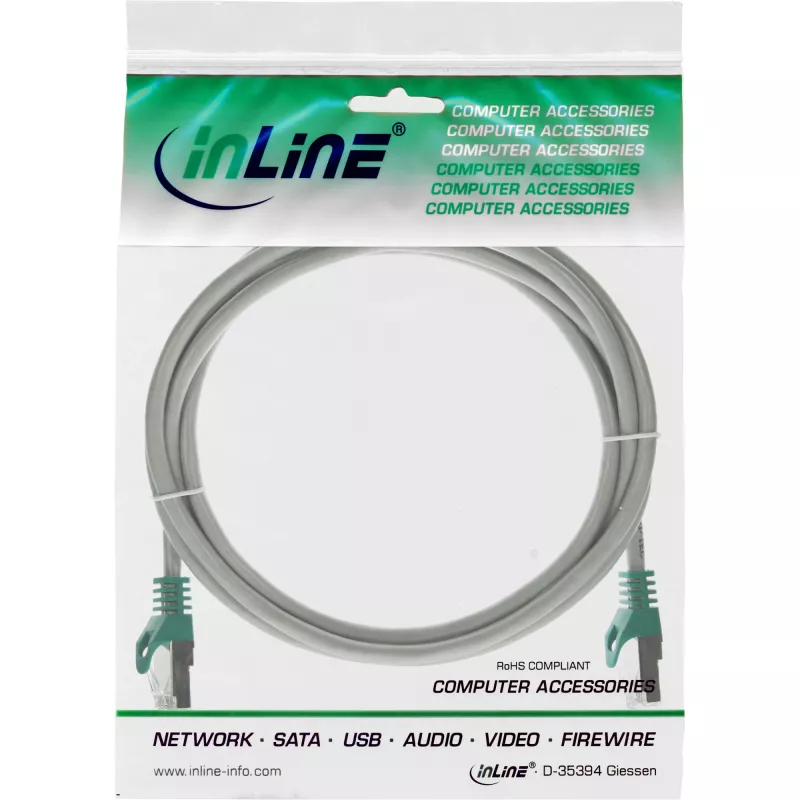 InLine Καλώδιο patch crossover PC σε PC SF/UTP Cat.5e γκρι 3m