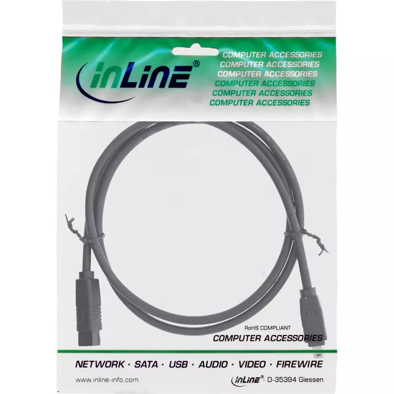 InLine Καλώδιο FireWire 400 σε 800 1394b (βύσμα 4/9-Pin, 1,8 m), μαύρο