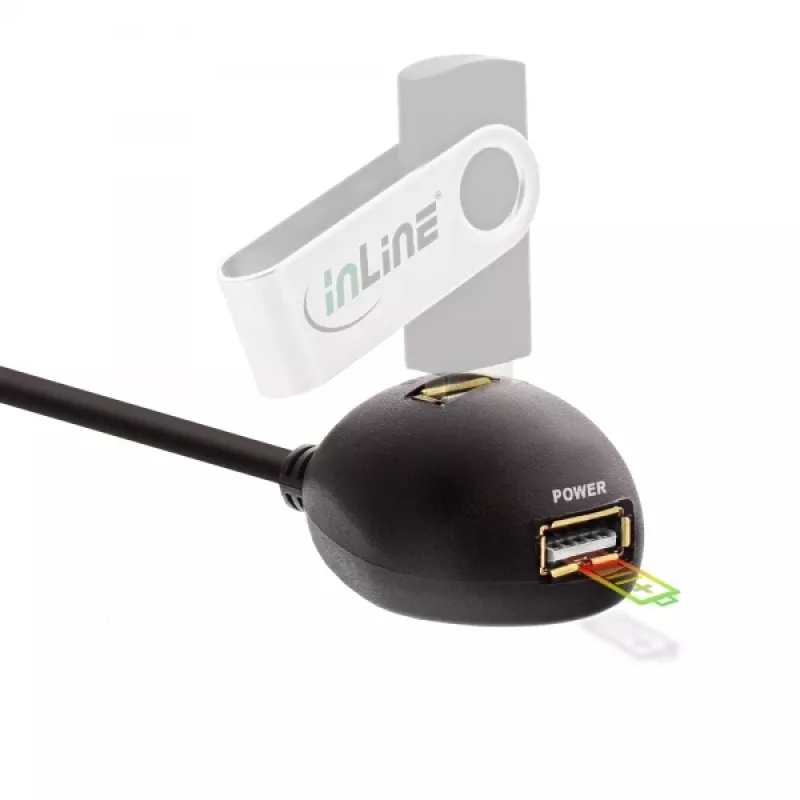 InLine Καλώδιο USB 3.2 Gen.1 USB Type-A M / A F + τροφοδοσία, με βάση, μαύρο, 2 m