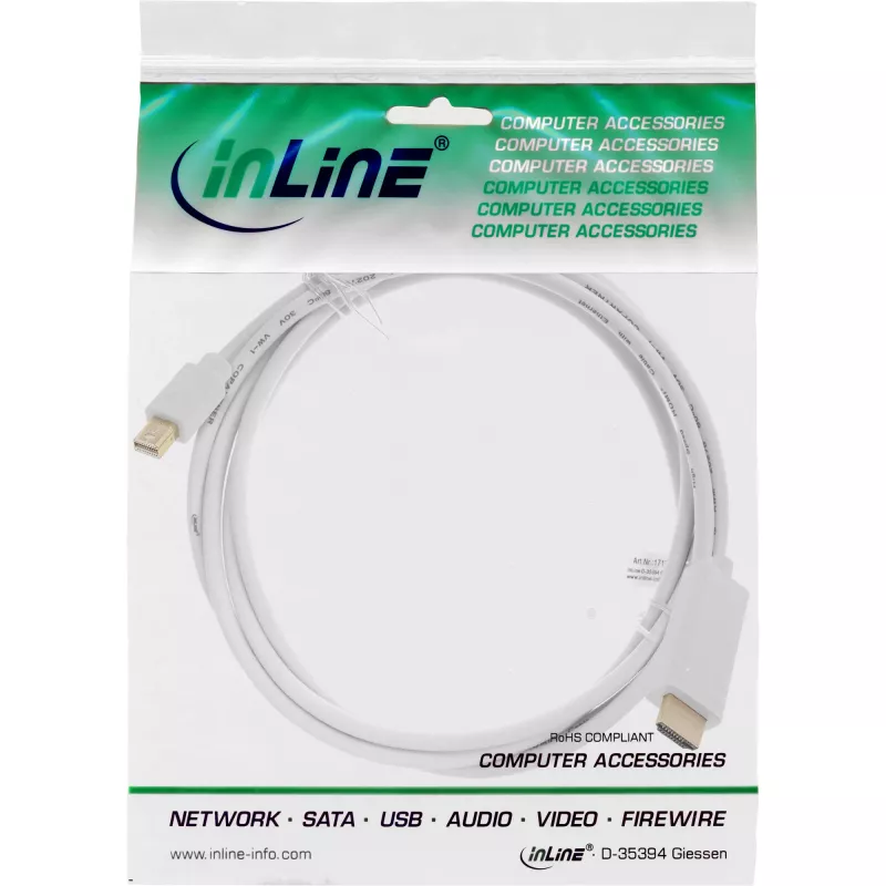 InLine Καλώδιο μετατροπέα Mini DisplayPort σε HDMI 4K2K με ήχο 4K2K 5m