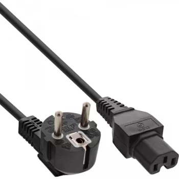 InLine Καλώδιο τροφοδοσίας, CEE7/7 γωνιακό σε C15 ευθύ, 3 x 1mm², μαύρο, 3m