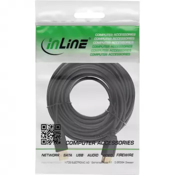 InLine Καλώδιο επέκτασης USB 2.0 Type-A αρσενικό / θηλυκό, επιχρυσωμένο, μαύρο, 10 m