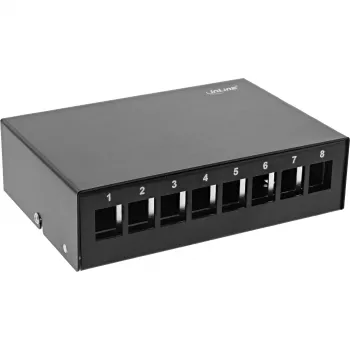 InLine Επιτραπέζιο κουτί συγκέντρωσης 8x Keystone RJ45, μέταλλο, μαύρο RAL9005
