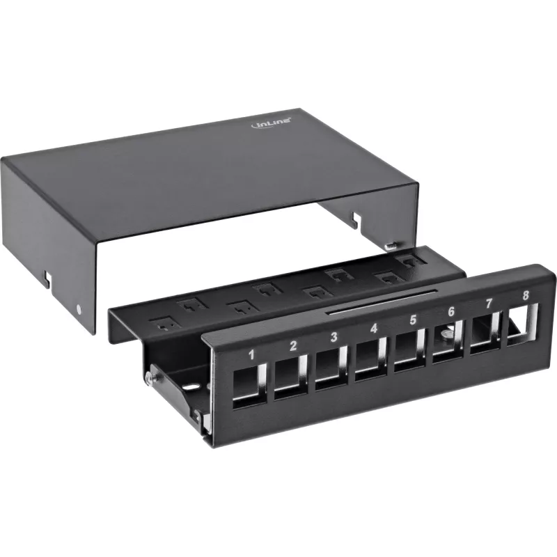 InLine Επιτραπέζιο κουτί συγκέντρωσης 8x Keystone RJ45, μέταλλο, μαύρο RAL9005