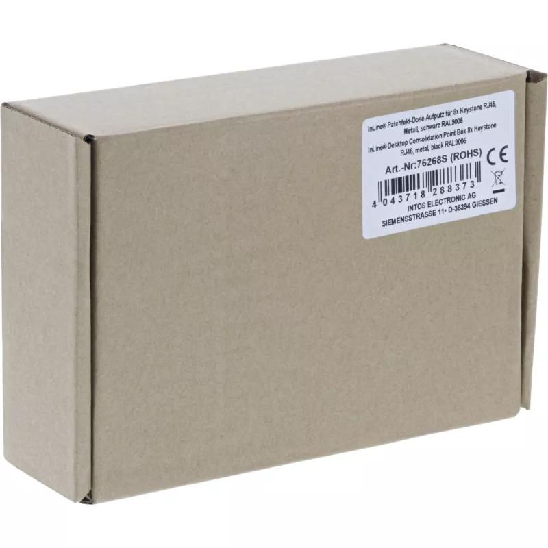 InLine Επιτραπέζιο κουτί συγκέντρωσης 8x Keystone RJ45, μέταλλο, μαύρο RAL9005