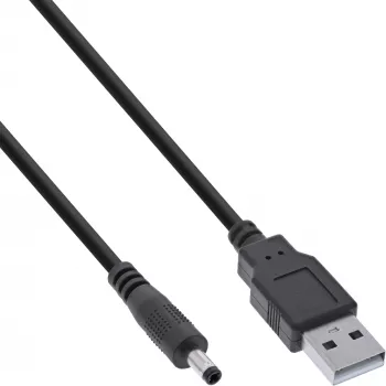 InLine Καλώδιο προσαρμογέα τροφοδοσίας USB DC, βύσμα USB A σε βύσμα DC 4,0x1,70mm, μαύρο, 1m