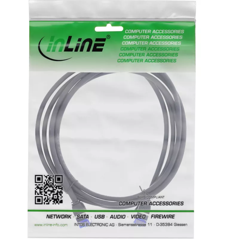 InLine Λεπτό καλώδιο patch, Cat.6A, S/FTP, TPE (LSZH) εύκαμπτο, PoE, μαύρο, 1,5 m