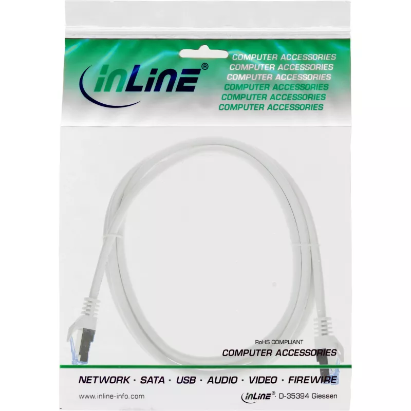 InLine Καλώδιο patch, Cat.6A, S/FTP, TPE εύκαμπτο, λευκό, 0,3 m