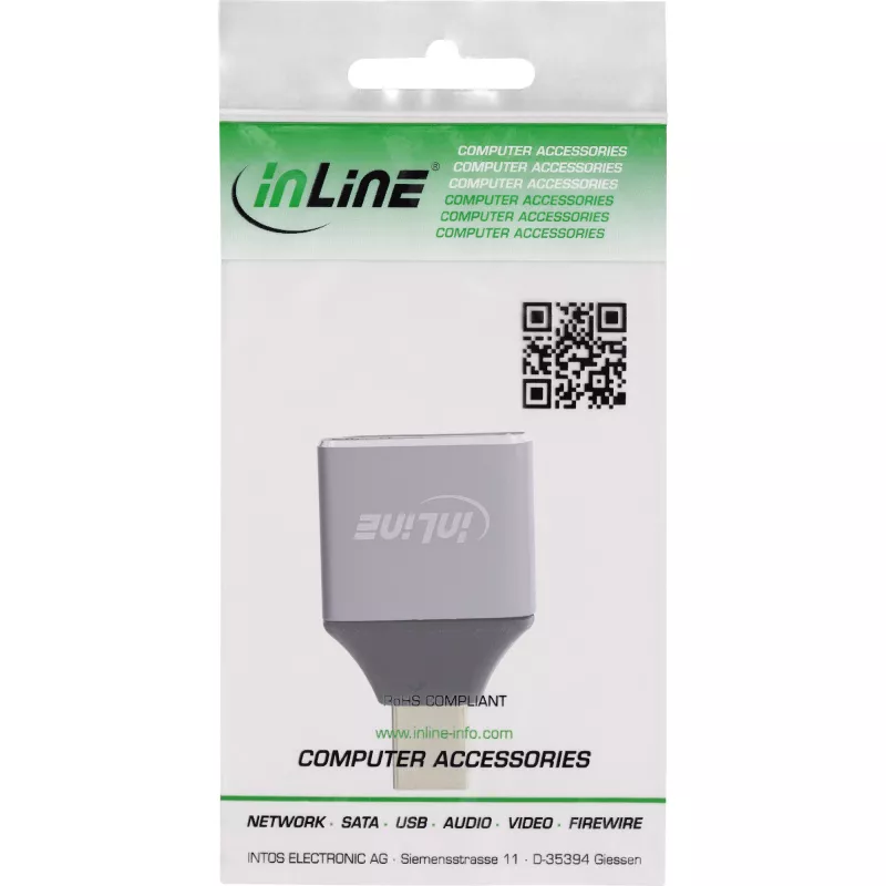 InLine 17291C Προσαρμογέας καλωδίου DisplayPort Mini DisplayPort Γκρι, Μαύρο