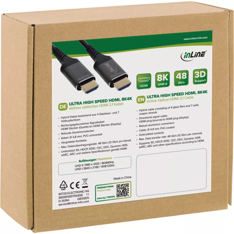 InLine 17920X Καλώδιο HDMI 20 m HDMI Τύπου A (Standard) Μαύρο