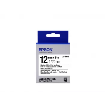 Epson Κασέτα ετικετών Strong Adhesive LK-4WBW Μαύρο/Λευκό 12mm (9m)