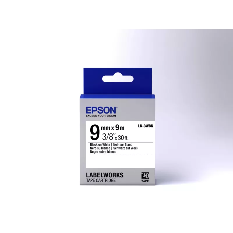 Epson Label Cartridge Standard LK-3WBN μαύρο/λευκό 9mm (9m)