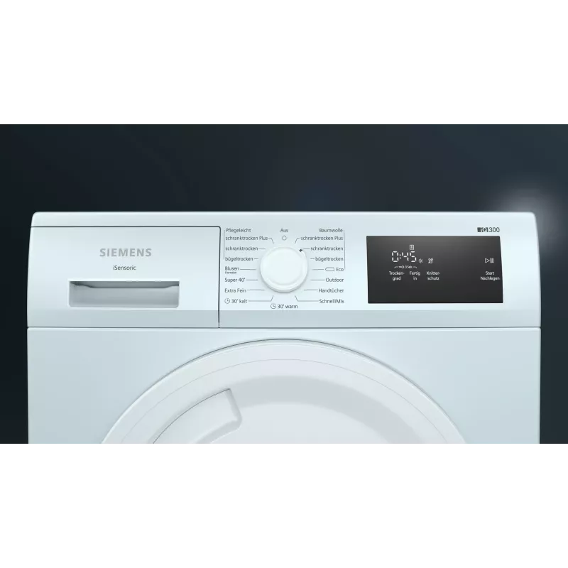 Siemens iQ300 WT43H003 Στεγνωτήριο ρούχων Ελεύθερο Μπροστινής φόρτωσης 7 kg Λευκό
