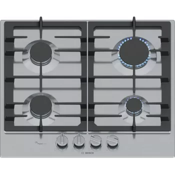 Bosch Serie 6 PCP6A5I90 Εστία Ανοξείδωτο ατσάλι Εντοιχιζόμενη 60 cm Αέριο 4 Ζώνη(-ες)