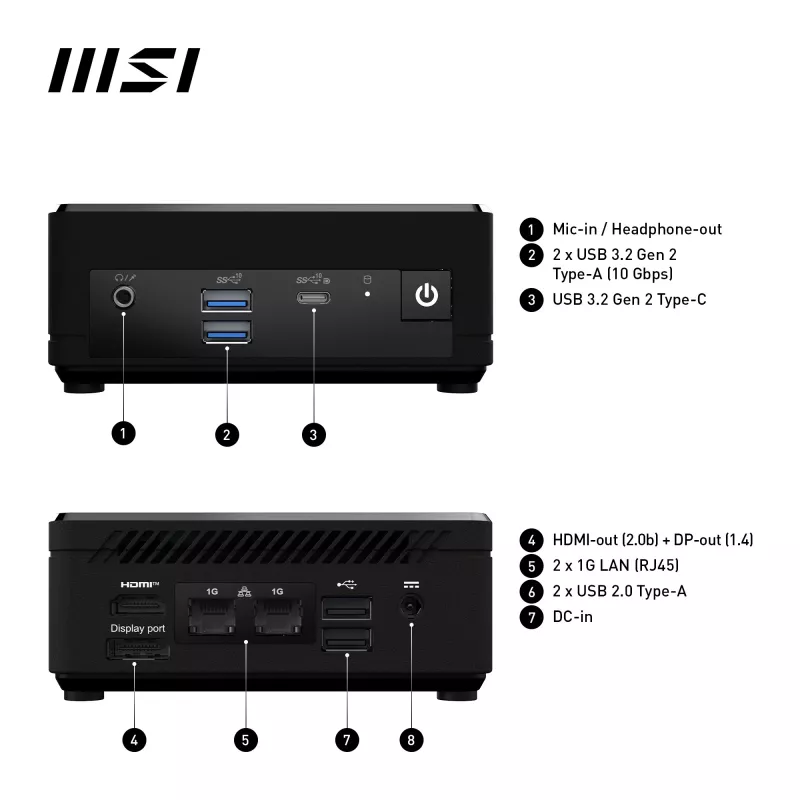 MSI Cubi N ADL-006DE Intel® N N200 4 GB DDR4-SDRAM 128 GB SSD Windows 11 Pro Mini PC μαύρο
