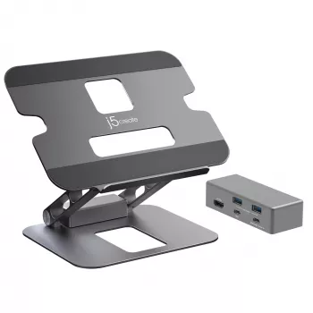 j5create JTS327 Multi-Angle 4K Docking Stand, Βάση laptop, Γκρι, Αλουμίνιο, 40,6 cm (16 ίντσες), 4 kg, Windows laptop / Mac