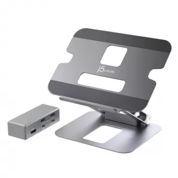 j5create JTS327 Multi-Angle 4K Docking Stand, Βάση laptop, Γκρι, Αλουμίνιο, 40,6 cm (16 ίντσες), 4 kg, Windows laptop / Mac