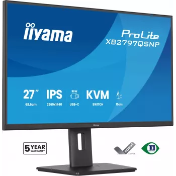 Οθόνη υπολογιστή IIYAMA ProLite XB2797QSNP-B1 68,6 cm (27 ίντσες) 2560×1440 QHD LED, 16:9, ματ, ηχεία, USB 3.2 Hub, ρυθμιζόμενο ύψος, VESA