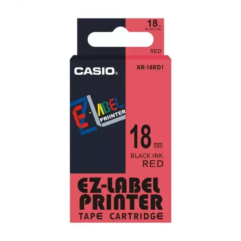 Ταινία ετικετών Casio XR-18RD1 Μαύρο σε Κόκκινο