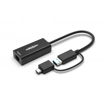 Origin Storage Προσαρμογέας USB3.0 ή USB-C (με προσαρμογέα βύσματος USB-C σε υποδοχή USB3.0) σε RJ45 Gigabit