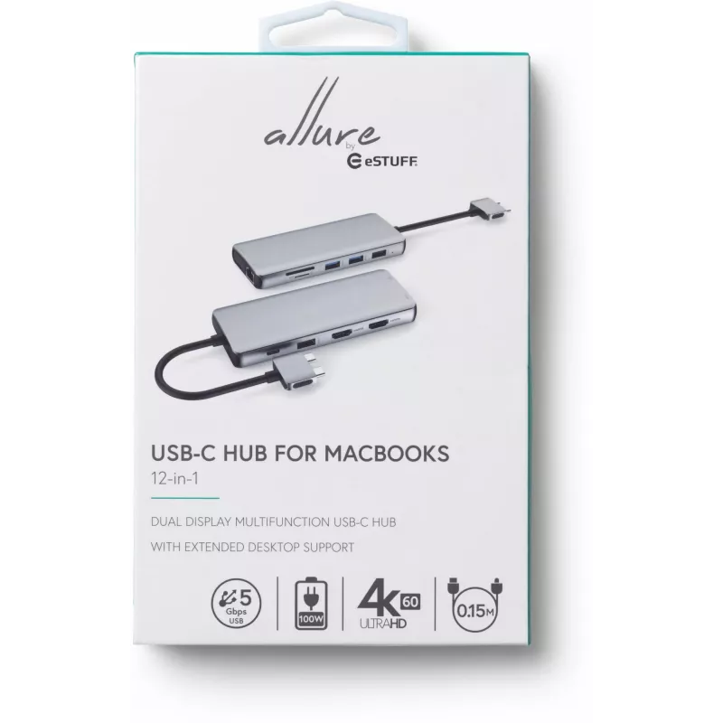 eSTUFF ES623010 Hub Διεπαφών USB 3.2 Gen 1 (3.1 Gen 1) Type-C 5000 Mbit/s Αλουμίνιο