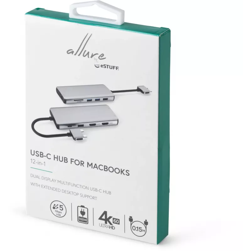 eSTUFF ES623010 Hub Διεπαφών USB 3.2 Gen 1 (3.1 Gen 1) Type-C 5000 Mbit/s Αλουμίνιο