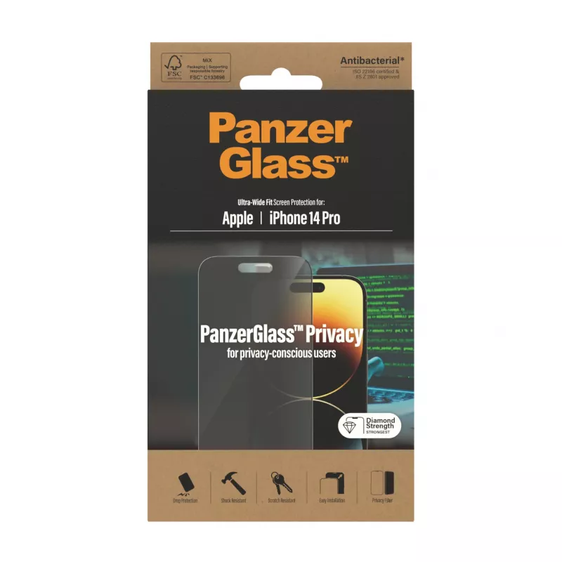 PanzerGlass ® Μεμβράνη απορρήτου iPhone 14 Pro | Ultra-Wide Fit