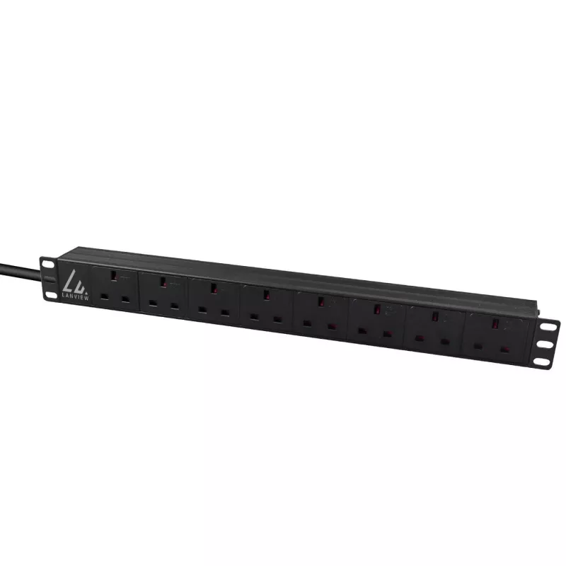 Lanview LVR-3MUK-SPD-UK8 μονάδα διανομής ισχύος (PDU) 8 έξοδοι AC 1,4U μαύρο