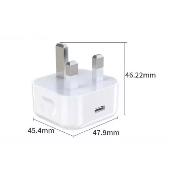 eSTUFF φορτιστής σπιτιού USB-C PD 3A 20W, βύσμα UK - λευκό