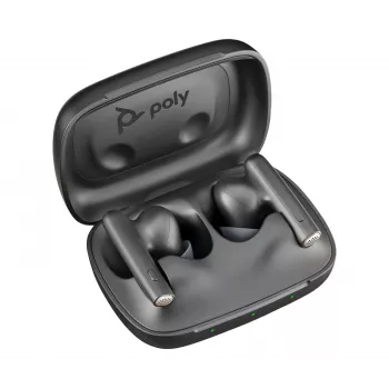 HP Poly Voyager Free 60 UC Carbon μαύρα ακουστικά earbuds +BT700 προσαρμογέας USB-C +βάση θήκη φόρτισης
