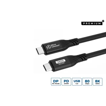 Microconnect USB4CC1-240W-80GBPS καλώδιο USB USB4 Gen 3x2 1 m USB C μαύρο
