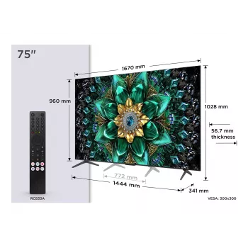 Τηλεόραση TCL Q6C 75Q6C 190,5 cm (75 ίντσες) 4K Ultra HD Smart TV Wi-Fi μεταλλικό