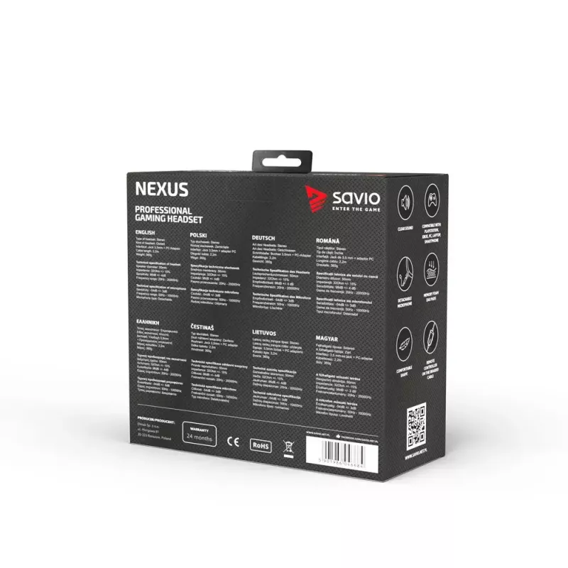 Headset Savio NEXUS Ενσύρματο Gaming Headset Μαύρο