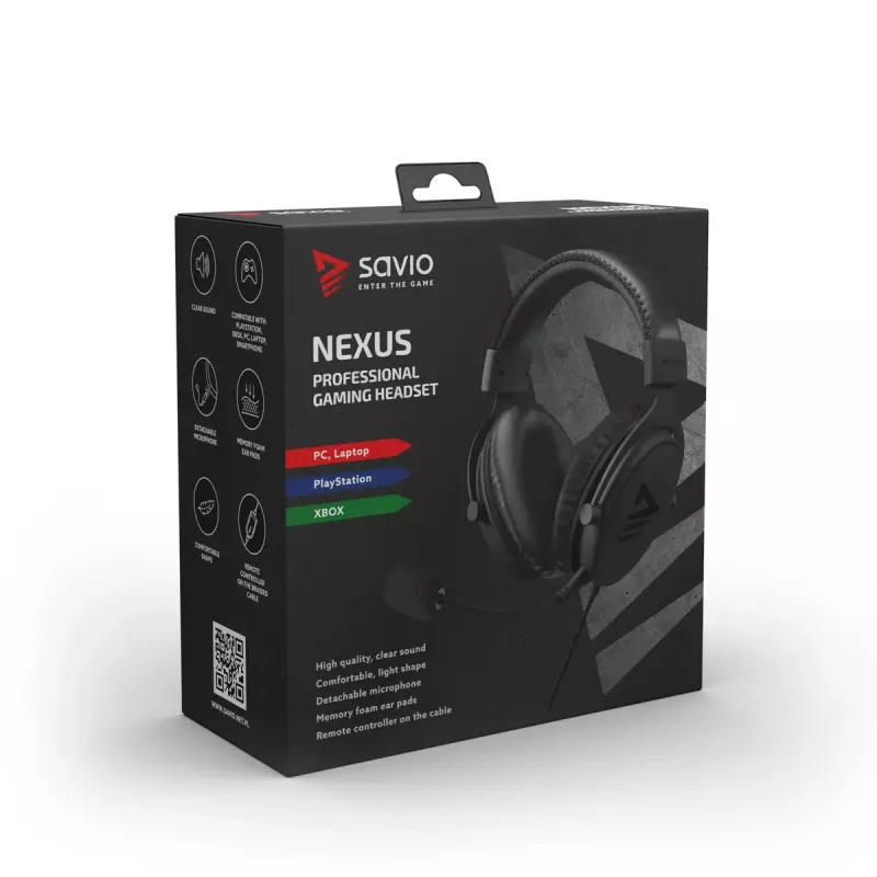 Headset Savio NEXUS Ενσύρματο Gaming Headset Μαύρο