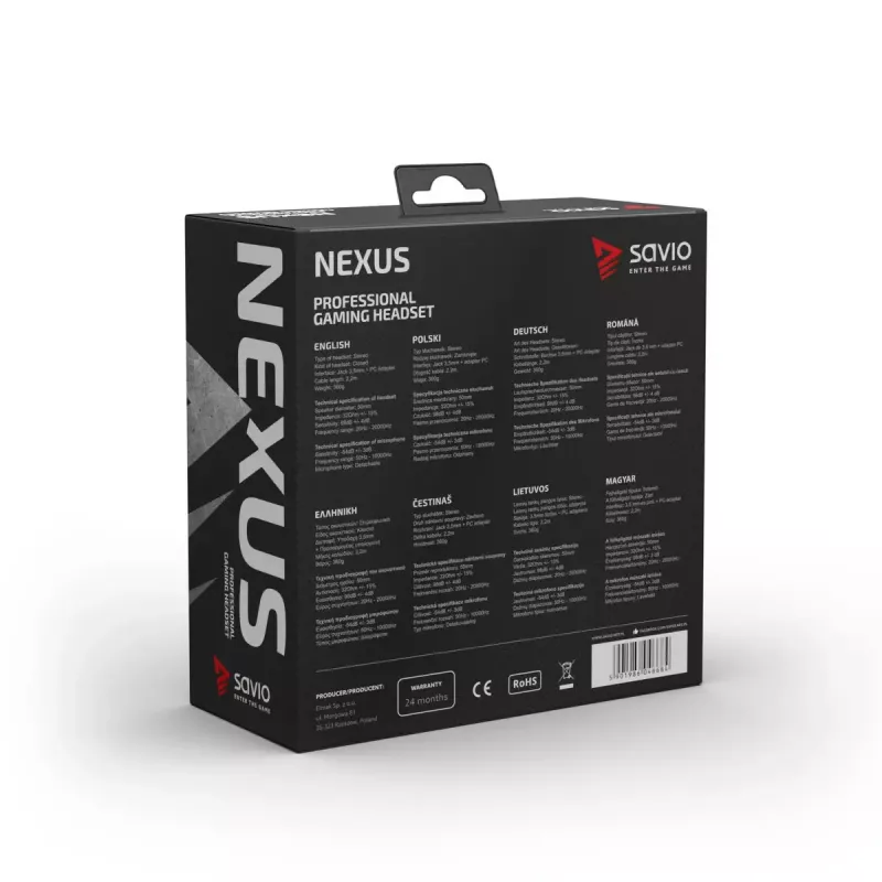Headset Savio NEXUS Ενσύρματο Gaming Headset Μαύρο