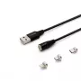 Καλώδιο USB 2.0 SAVIO CL-155, USB A σε εναλλασσόμενο USB-C / Micro-USB B / Lightning, 2 m, μαύρο