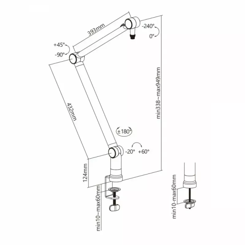 Maclean MC-898 Βάση μικροφώνου βραχίονας, μέγιστο 1 kg