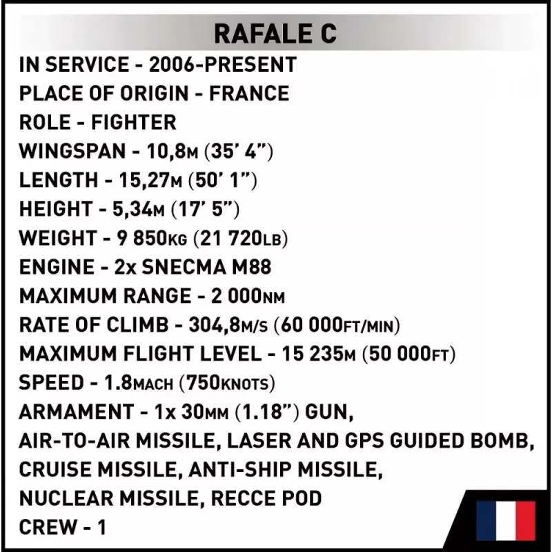 Σετ τουβλάκια κατασκευής Cobi Rafale C 551 τεμάχια μοντέλο COBl-5901