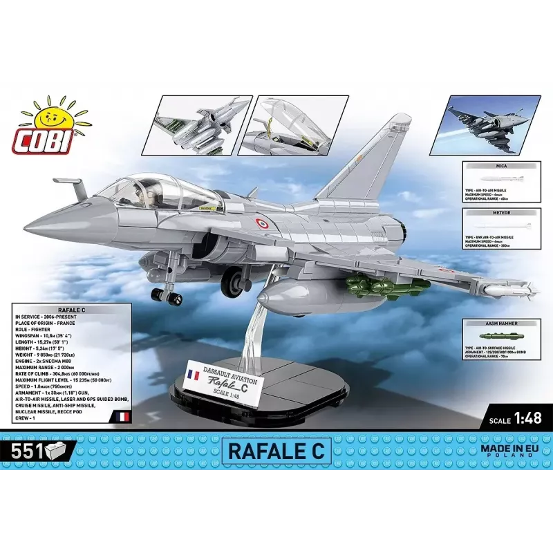 Σετ τουβλάκια κατασκευής Cobi Rafale C 551 τεμάχια μοντέλο COBl-5901