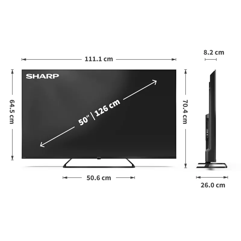 Sharp 50HP6265E TV 127 cm (50 ίντσες) 4K Ultra HD Smart TV Wi-Fi μαύρο
