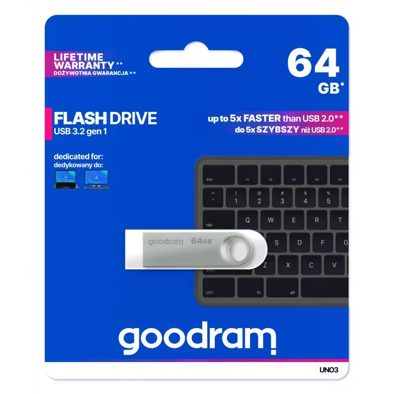 Goodram USB UNO3-0640S0R11 USB Stick 64 GB USB Type-A 3.2 Gen 1 (3.1 Gen 1) Ασημί