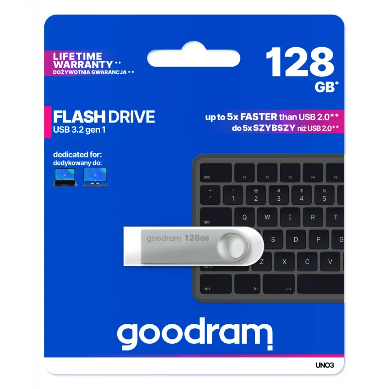 Goodram USB UNO3-1280S0R11 USB Stick 128 GB USB Type-A 3.2 Gen 1 (3.1 Gen 1) Ασημί